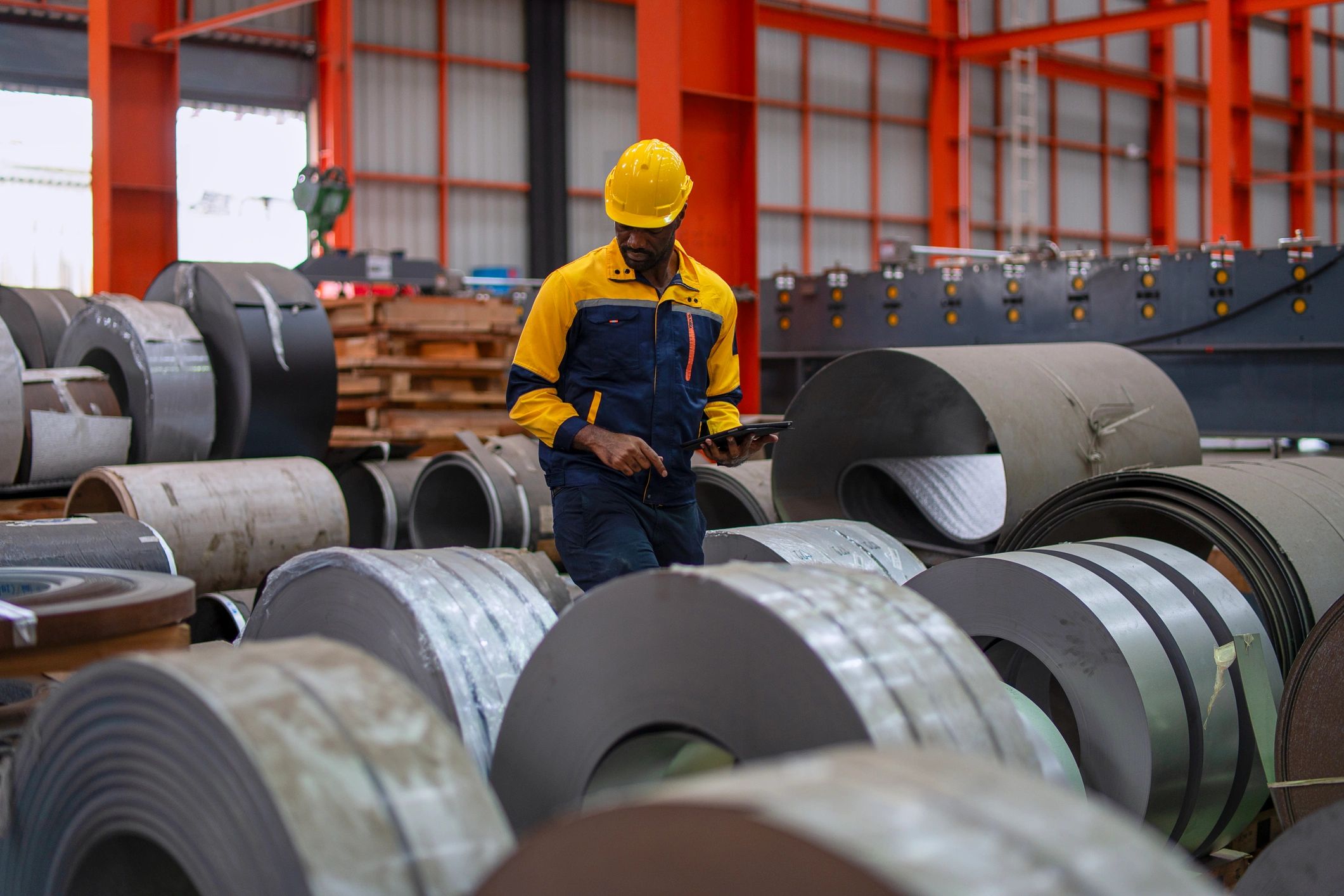 Engineering professional at work in an industrial setting